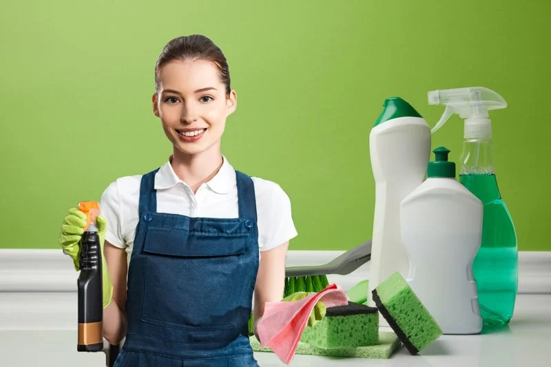 Domestic maid cleaning a home
