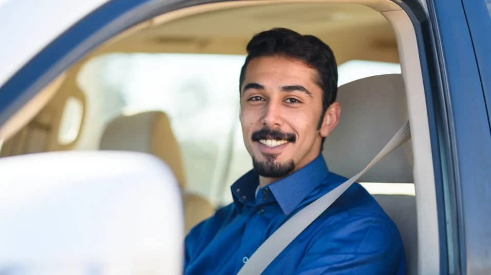 Home driver at the wheel of a family car
