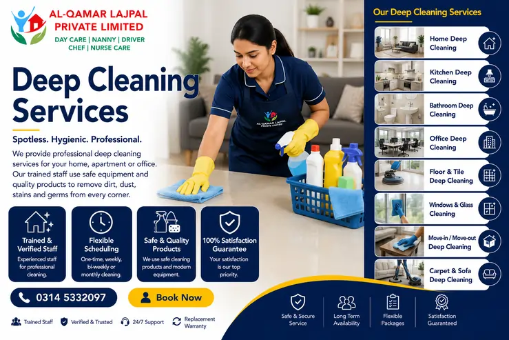 Professional deep cleaning services in Islamabad and Rawalpindi for homes, apartments, villas and offices