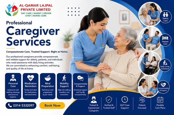 Professional caregiver services in Islamabad and Rawalpindi for elderly patients, seniors, and home care