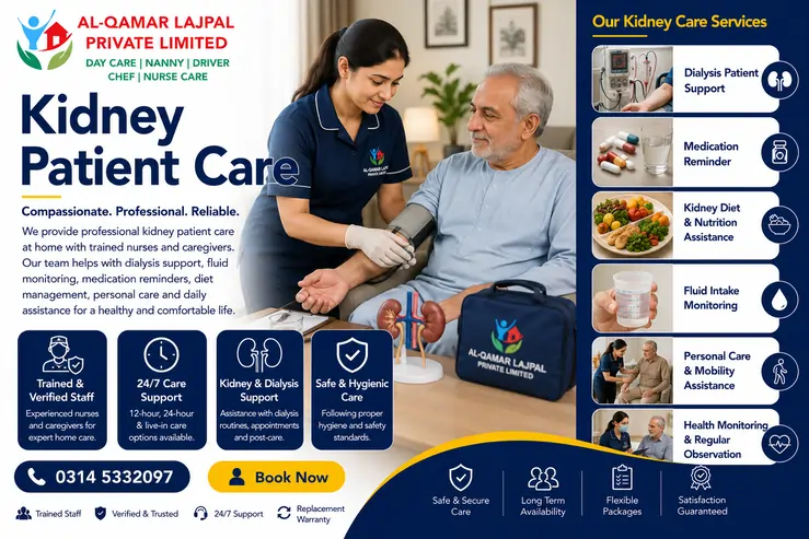 Professional kidney patient care at home in Islamabad and Rawalpindi with dialysis support and daily nursing assistance