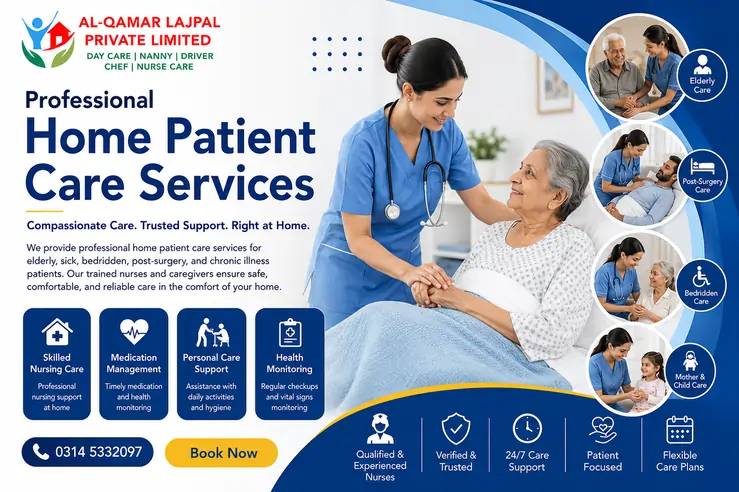 Professional home patient care services in Islamabad and Rawalpindi for elderly, bedridden and recovering patients